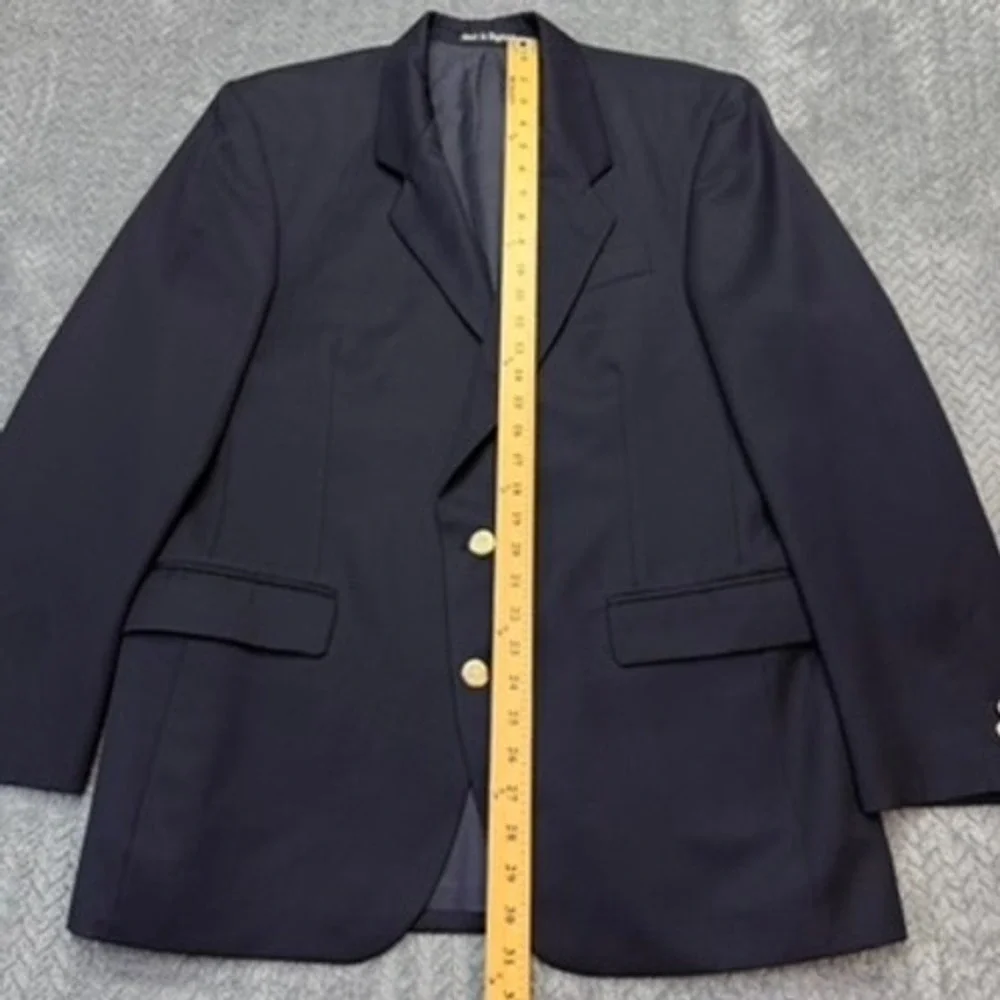 J.G. Chappel Blazer Mens 40R Navy Blue Solid Wool Vintage Made in England